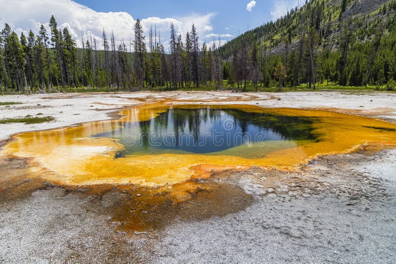 Emerald Pool des Heißwassers an Yellowstone Nationalpark lizenzfreie stockfotografie Emerald Pool des Heißwassers an Yellowstone Nationalpark lizenzfreie stockfotografie