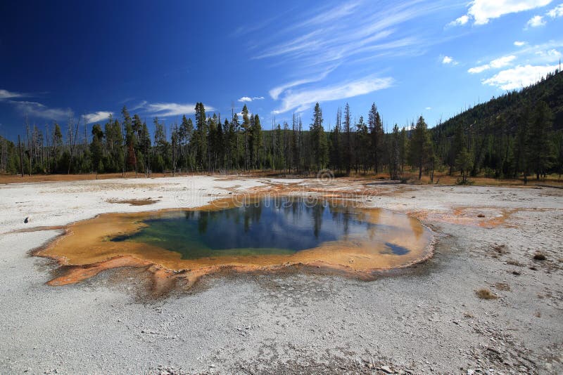 Emerald Pool hot spring in the Black Sand Geyser Basin in Yellowstone National Park in Wyoming USA