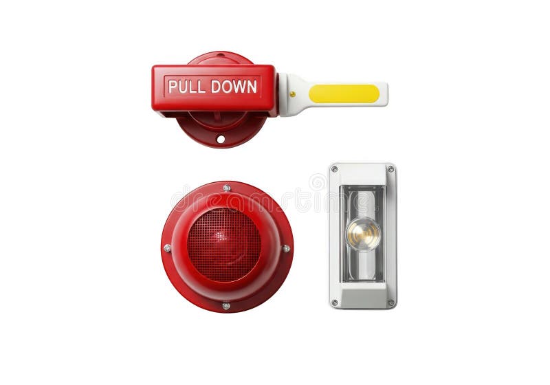 Emergency alarm components isolated on transparent background royalty free illustration