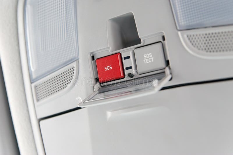 Emergency Stop Sign And Modern Car On Road Stock Photo Image of