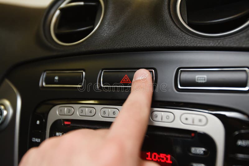 Emergency Button on Car Dashboard Stock Image Image of plastic