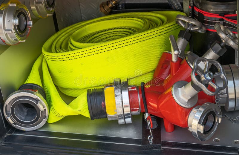 Emergency Equipment Inside a Fire Truck Stock Image Image of light