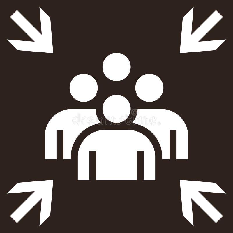 Emergency evacuation assembly point sign. Assembly point icon. Evacuation plan stock illustration