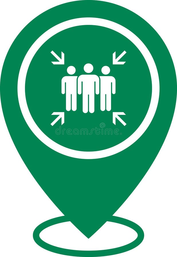 Emergency evacuation assembly point sign. Assembly point icon. Safety Signs. Evacuation Plan. Vector illustration. stock illustration