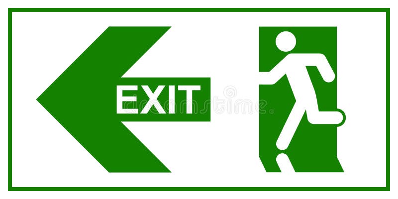 Emergency exit sign. Man running out fire exit royalty free illustration