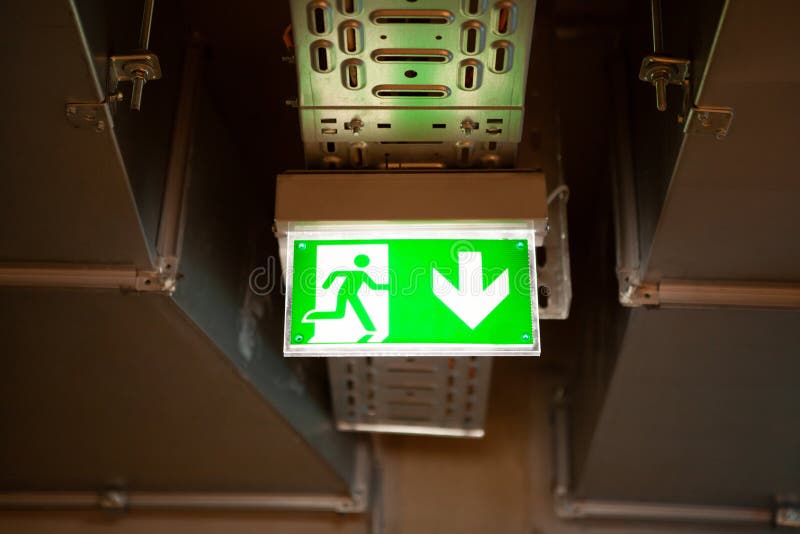 Emergency Exit Sign Over Doors. Stock Photo Image of help, alarm