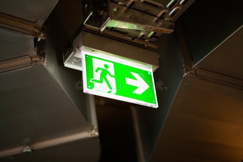 Emergency Exit Sign Over Doors. Stock Image Image of evacuation