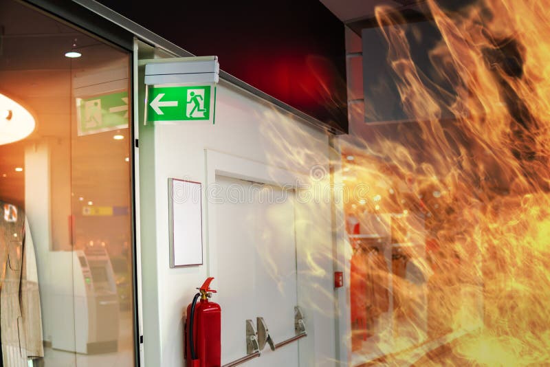 Fire exit of shopping mall stock photo. Image of square 126418094