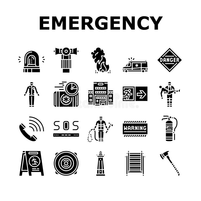 Emergency Helping in Accident Icons Set Vector Stock Vector ...