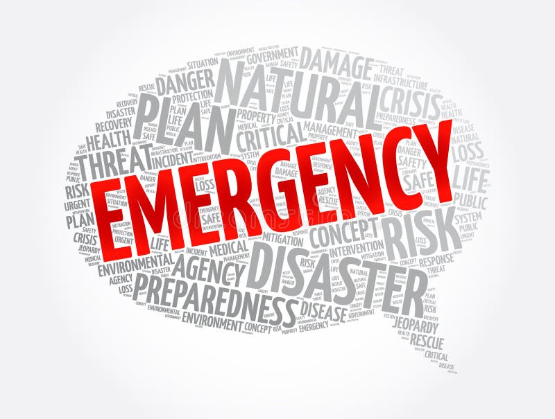 Emergency message bubble word cloud collage, healthcare concept background