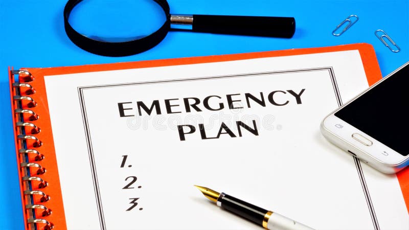 Emergency plan-text inscription in the form on the folder. royalty free stock photography