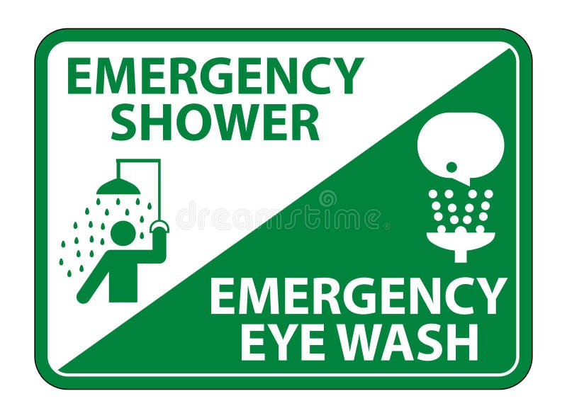 Emergency Shower,Eye Wash Symbol Sign Isolate on White Background