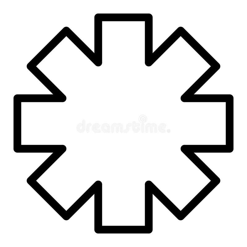 Emergency star line icon. Ambulance sign vector illustration isolated on white. Medical symbol outline style design stock illustration Emergency star line icon. Ambulance sign vector illustration isolated on white. Medical symbol outline style design stock illustration