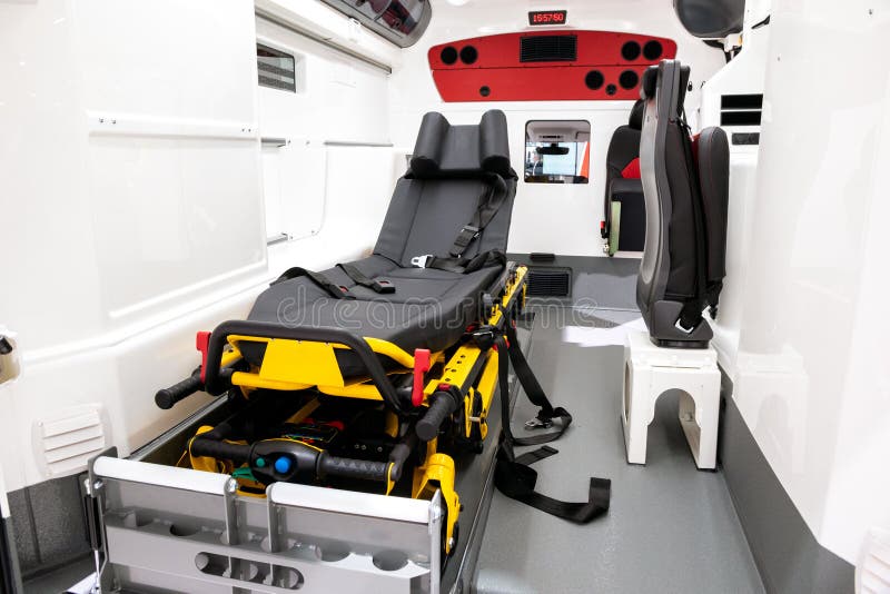 Stretcher in a New Delivered EMS Ambulance Stock Image Image of