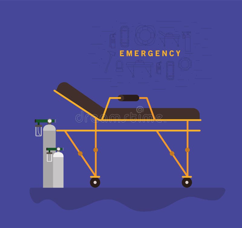 Emergency stretcher and oxygen cylinders vector design vector illustration