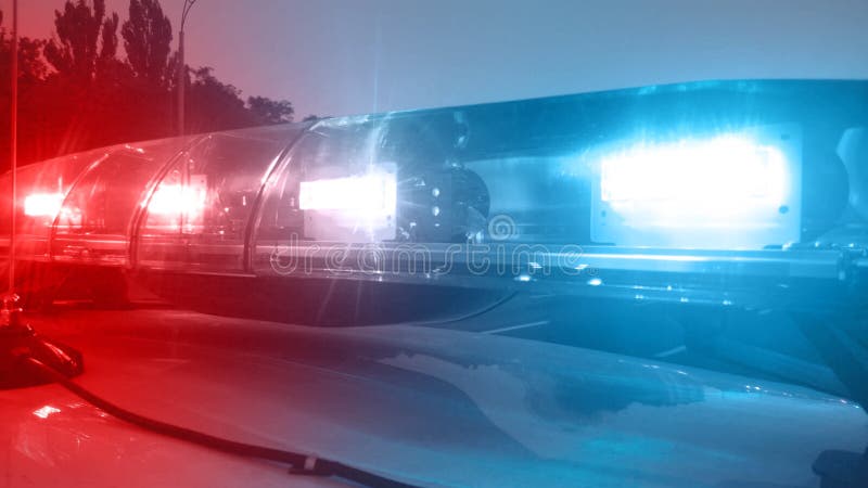 Emergency vehicle lights flashing, police car inspecting city, security service royalty free stock photos Emergency vehicle lights flashing, police car inspecting city, security service royalty free stock photos