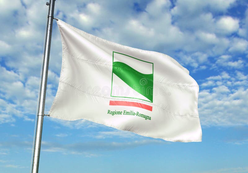 Waving Flag Of Emilia-Romagna, A Region Of Italy. 3D Rendering Stock ...