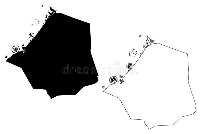 Emirat Dubajski Zjednoczonych EmiratÃ³w Arabskich, Zjednoczone Emiraty Arabskie, ilustracja wektorowa na mapie, szkic baÅ„ski, map