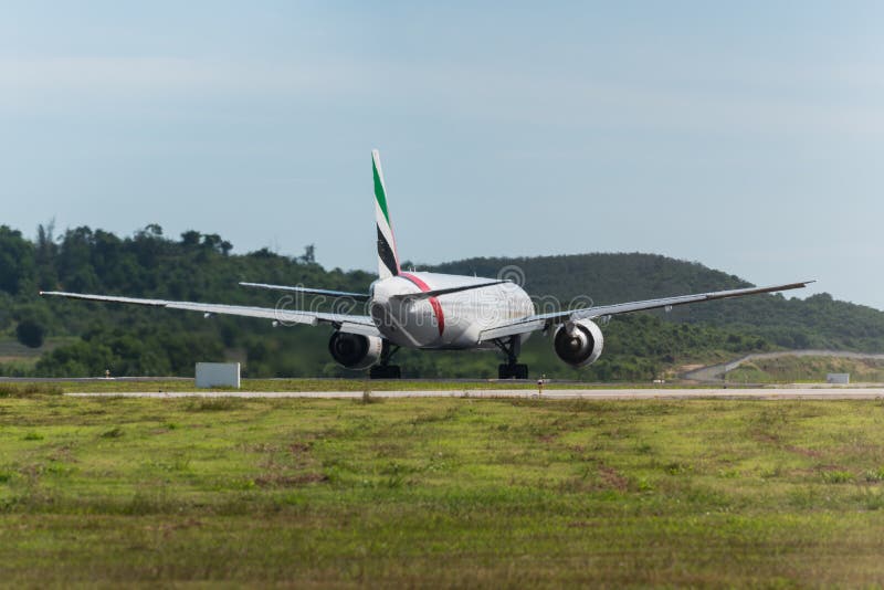 Emirates Airline Rolling And Take Off At Phuket Editorial