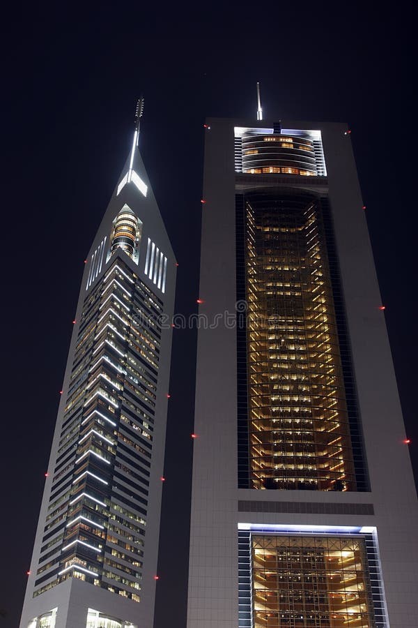 Emirates towers by night