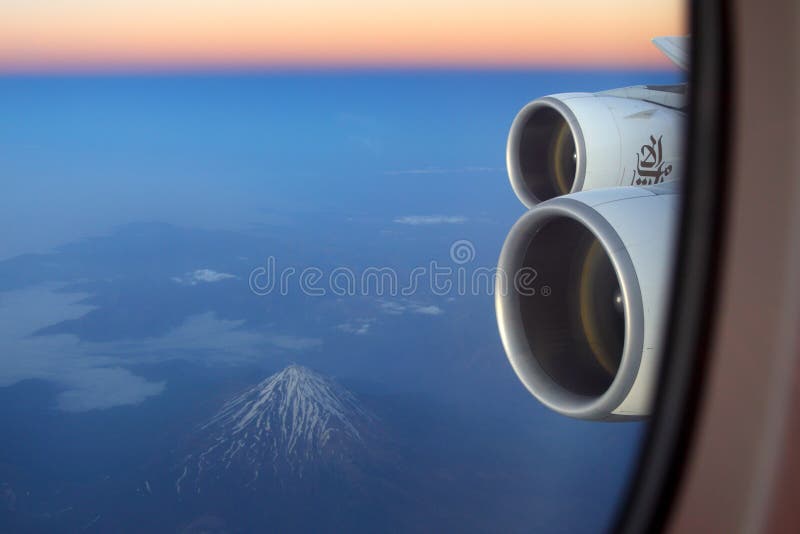 Emiratu Aerobus A380 skrzydła widok, Damavand wulkan widzieć