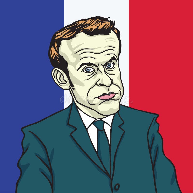 Emmanuel Macron Cartoon Caricature Portrait Vector. Paris, June 19, 2017