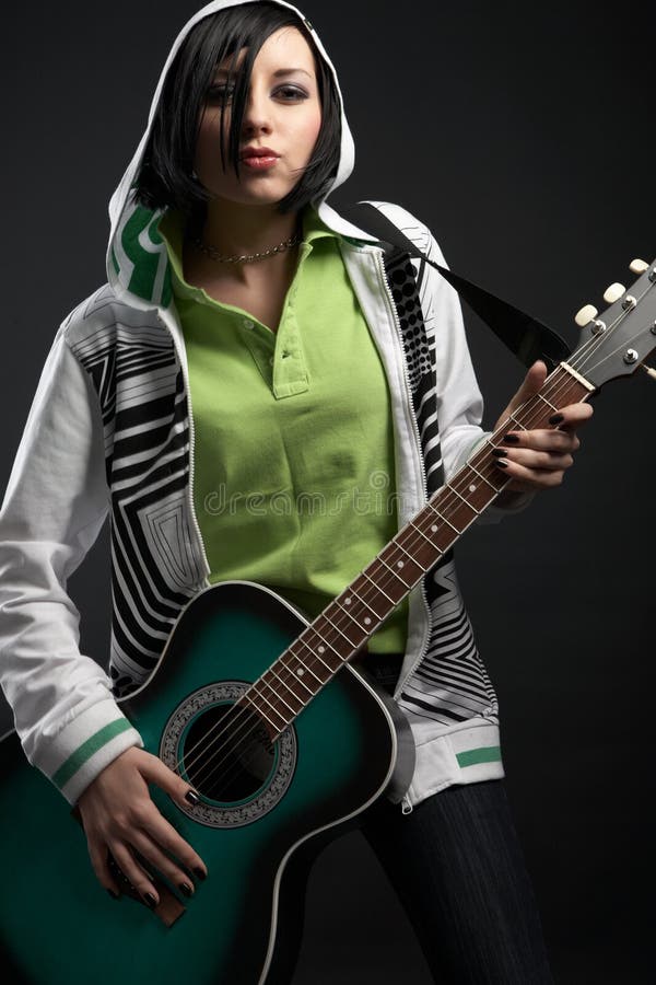 Emo girl with guitar stock photo. Image of girl, goth 8671098