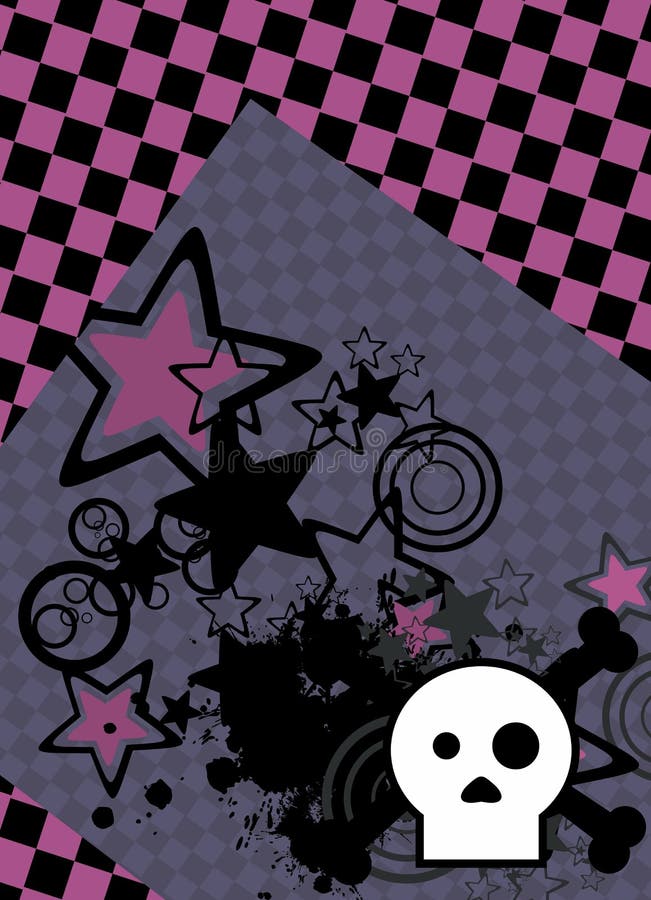 Emo Style Cartoon Skull and Stars Cel Phone Wallpaper 2 Stock Vector -  Illustration of pirate, design: 189001045