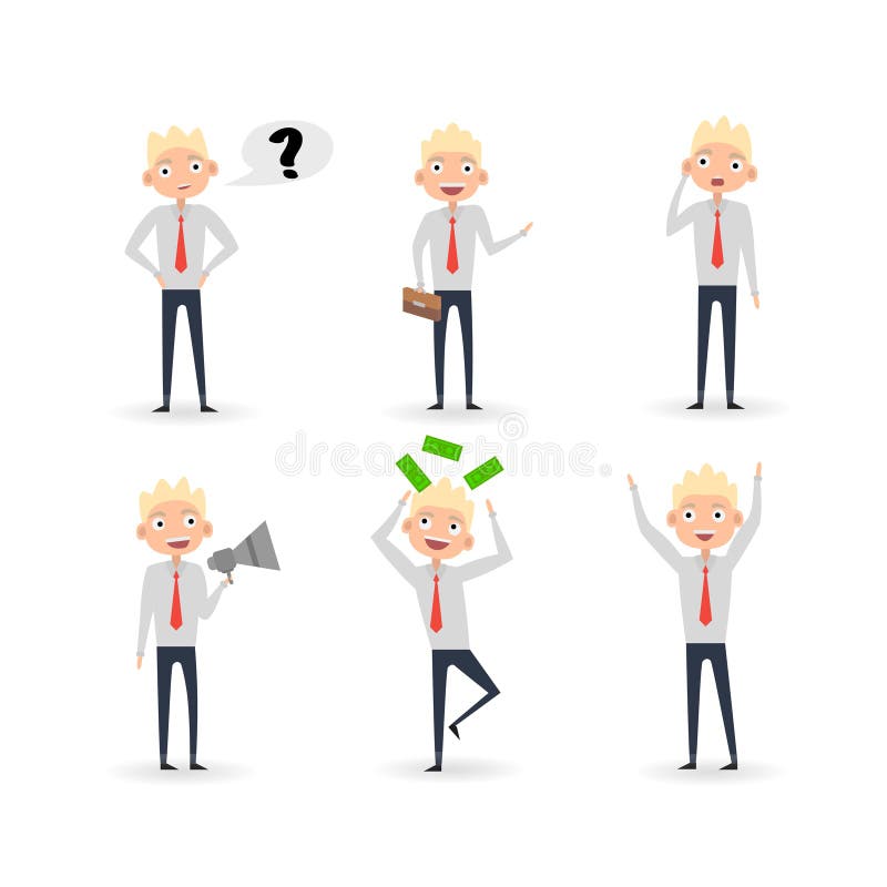 Emociones del hombre de negocios 6 del carácter stock de ilustración Emociones del hombre de negocios 6 del carácter stock de ilustración