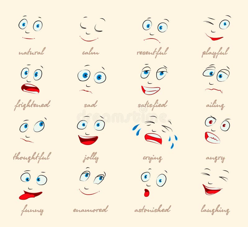 Emocje. Kreskówka wyrazy twarzy royalty ilustracja Emocje. Kreskówka wyrazy twarzy royalty ilustracja