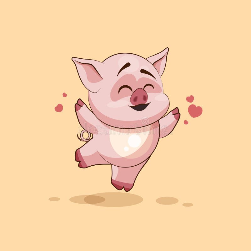 Emoji Character Cartoon Pig Jumping for Joy, Happy Sticker Emoticon Stock  Vector - Illustration of emoticons, happiness: 71685288