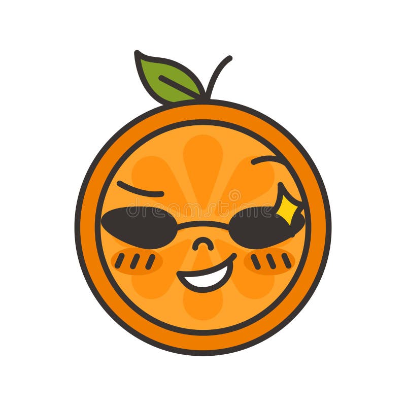 Emoji - cool orange with sunglasses. Isolated vector. stock illustration