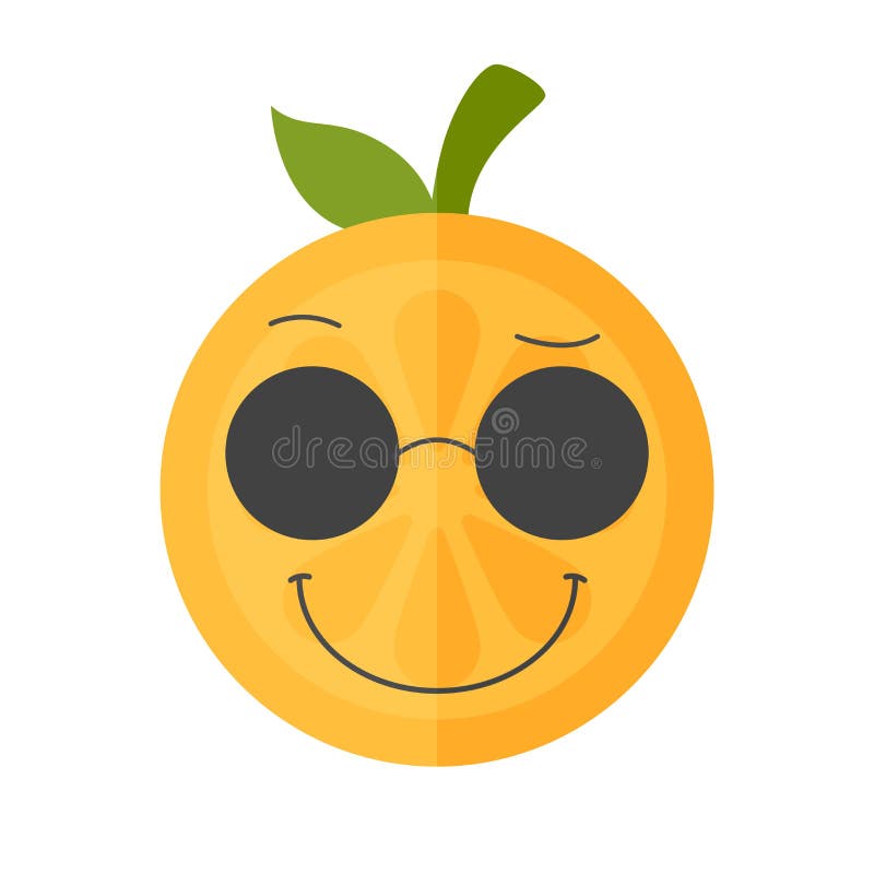 Emoji - cool orange with sunglasses. Isolated vector. stock illustration