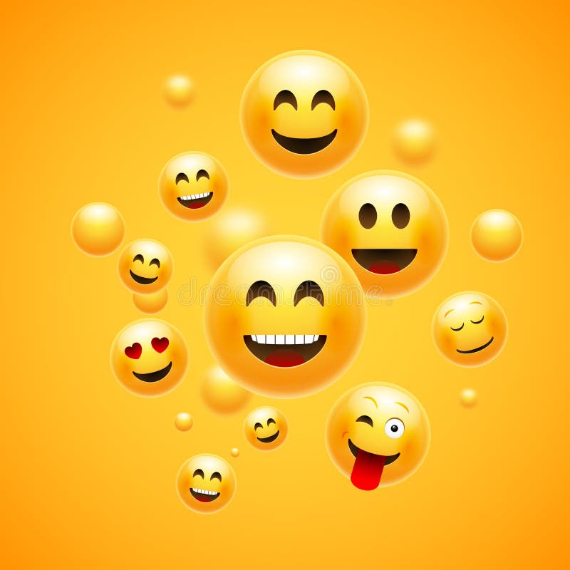 Emoji 3d Emoticon Background. Cartoon Face Group Smiley Happy Friendship  Emoji Funny Design Concept Stock Vector - Illustration of comic,  opportunity: 147283465