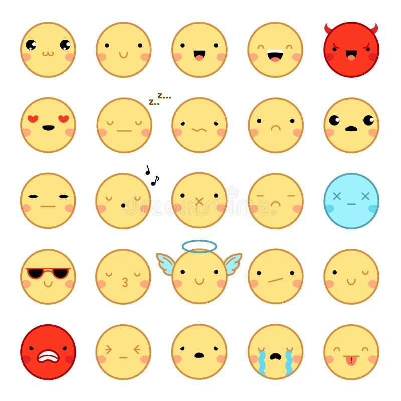 Emoji Emoticons Symbols Icons Set Stock Vector Illustration Of Face