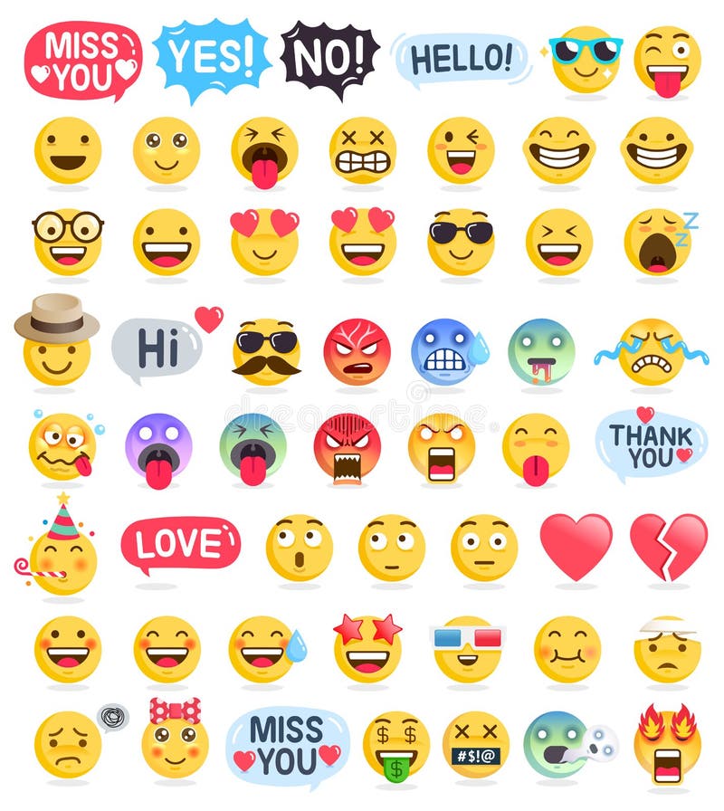 Emoji emoticons symboli/lów ikony ustawiać royalty ilustracja