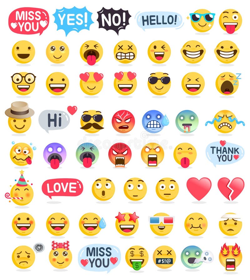 Set Realistic Emoji Emoticon Faces Icon Stock Illustration 1979717633