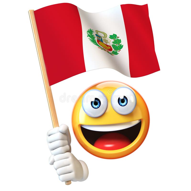 Emoji Holding Peruvian Flag, Emoticon Waving National Flag ...