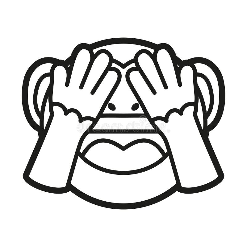 Emoji of a Little Monkey Covered Eyes Stock Vector Illustration of