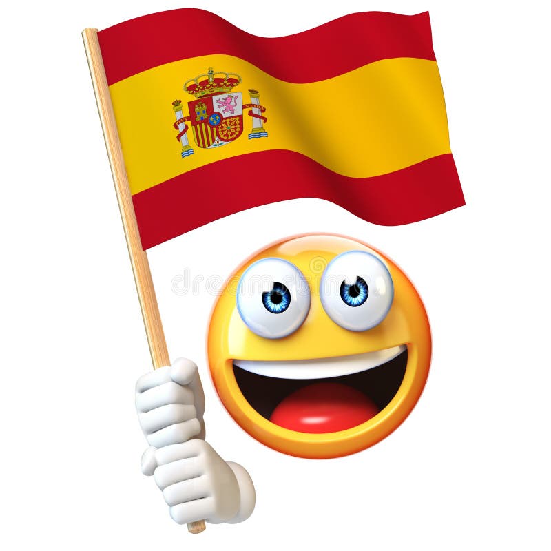 Emoji mienia hiszpańszczyzny zaznaczają, emoticon falowania flaga państowowa Hiszpania 3d rendering ilustracji Emoji mienia hiszpańszczyzny zaznaczają, emoticon falowania flaga państowowa Hiszpania 3d rendering ilustracji