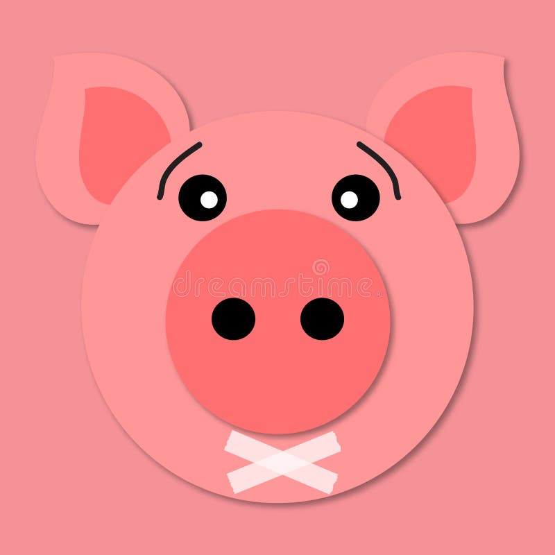 Emoji Silence. Pig Muzzle Close Up. Funny and Cute Pig Face in Cartoon  Style. 3d Paper Art. Vector. Pig Icon. Stock Vector - Illustration of  quiet, tape: 123877890