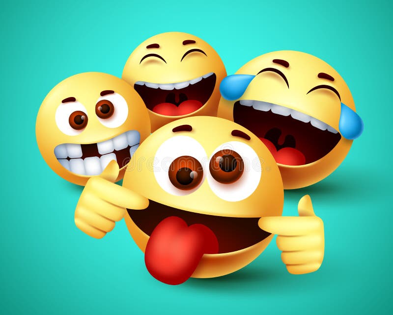 Emoji Smiley Funny Friends Taking Selfie Vector Characters. Smiley Emoji of  Friendship Emoticon Stock Vector - Illustration of naughty, friend:  191957683