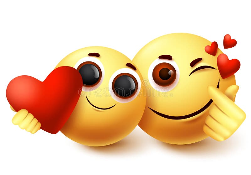 Emoji Smiley Love Couple Character Vector Design. Smiley Emojis and ...