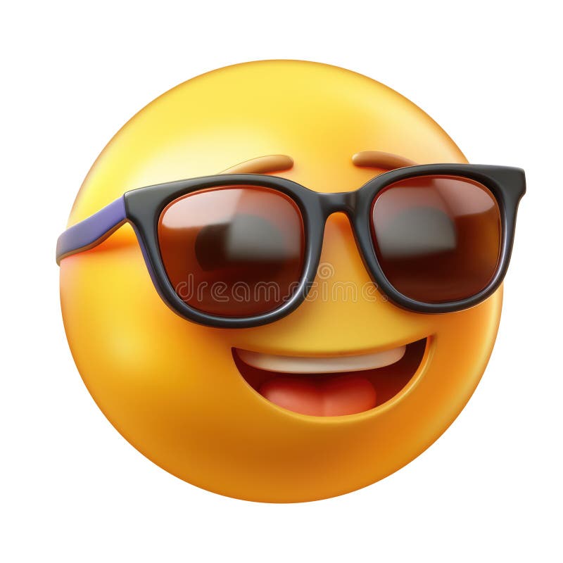 Emoji of a Smiling Face with Sunglasses and Eyebrows Stock Illustration