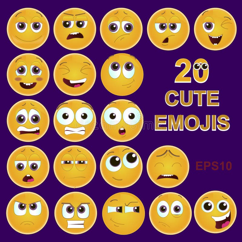 Emoji sticker set. stock vector. Illustration of collection - 115179707