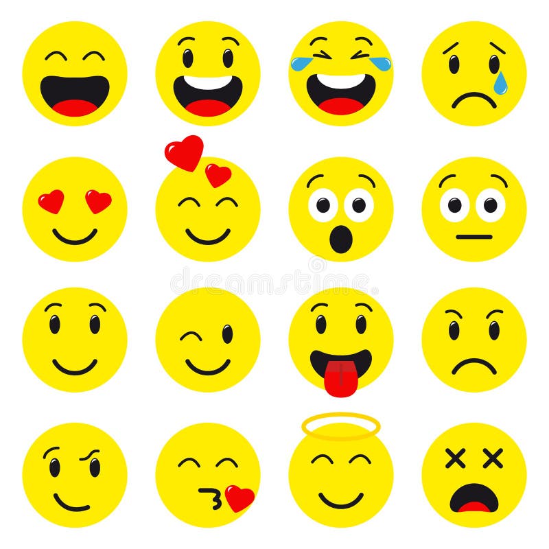 Emoji ustalone ikony ilustracji