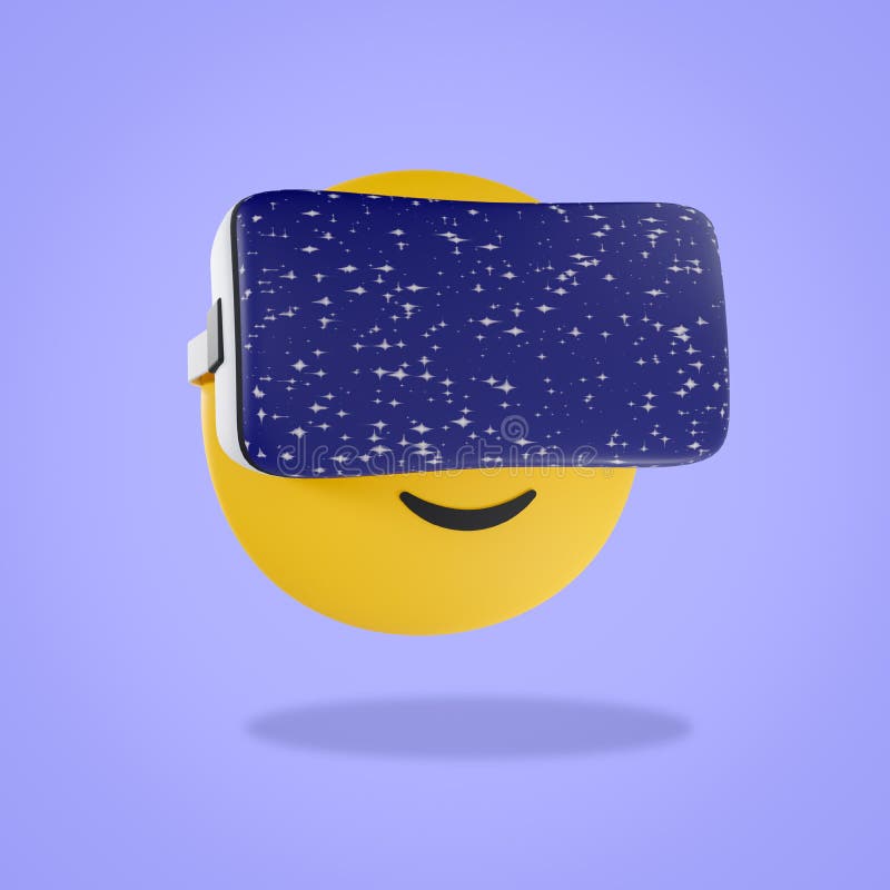 Emoji Wearing Virtual Reality Headset, Stock Illustration
