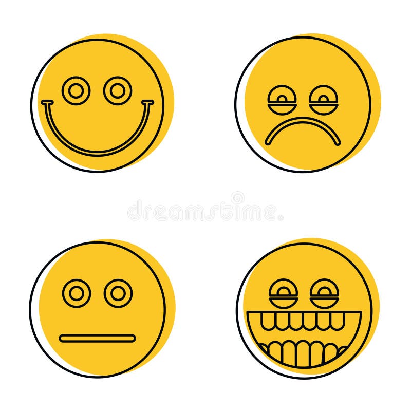 Emoji, ícones dos emoticons na linha estilo ilustração stock Emoji, ícones dos emoticons na linha estilo ilustração stock