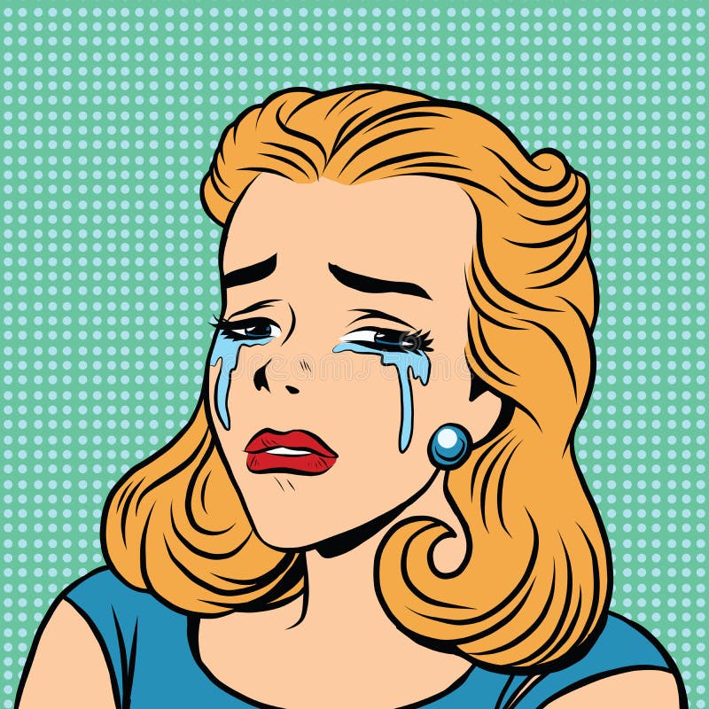 Emoji łez płaczu dziewczyny retro emoticons ilustracja wektor Emoji łez płaczu dziewczyny retro emoticons ilustracja wektor