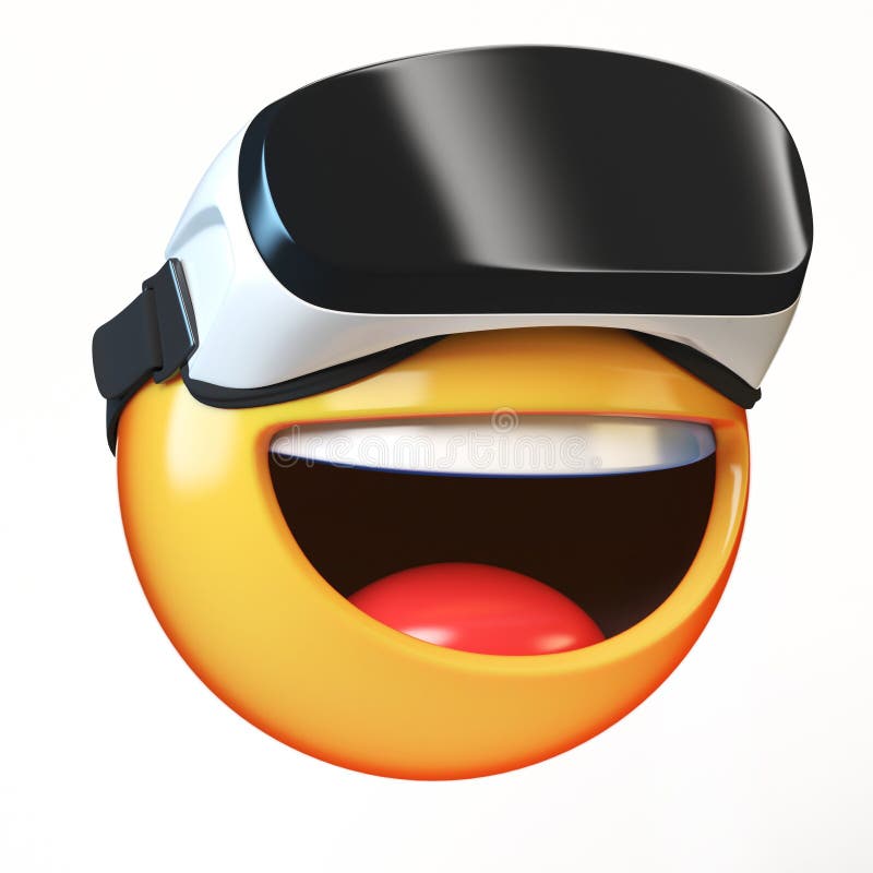 Emoji при шлемофон VR изолированный на белой предпосылке, смайлике в виртуальной реальности бесплатная иллюстрация